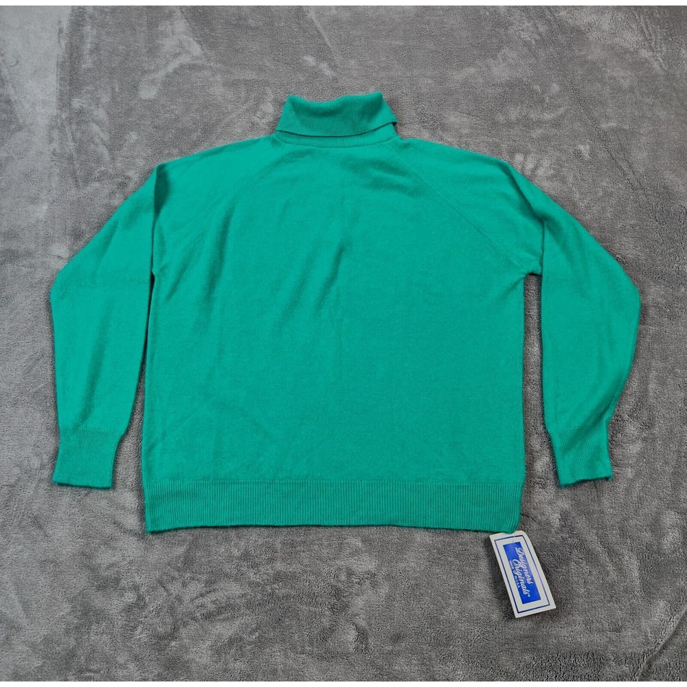 VTG Designers Originals Sweater Women XL 42 Green Zip Turtleneck Acrylic Luxelon
